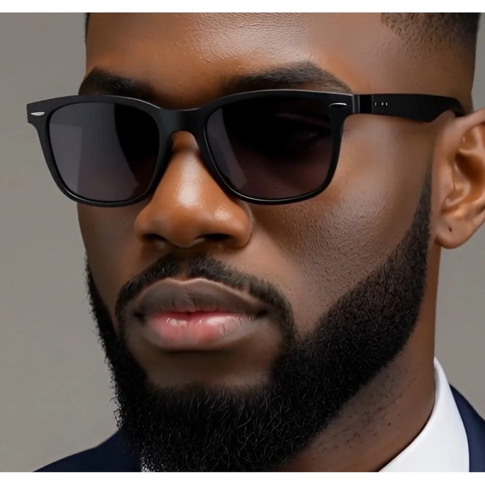 Mens Black 80's 90's Sunglasses Polarized UV Protection Square Frame Eyewear New